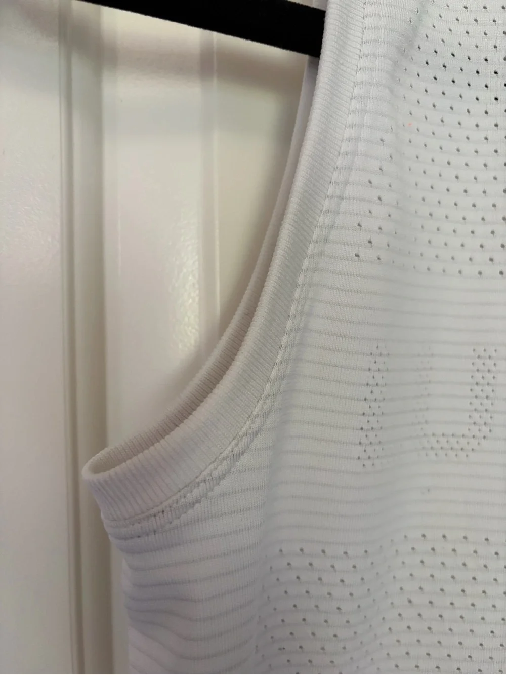 lululemon White Perforated Crew Neck Training crop top